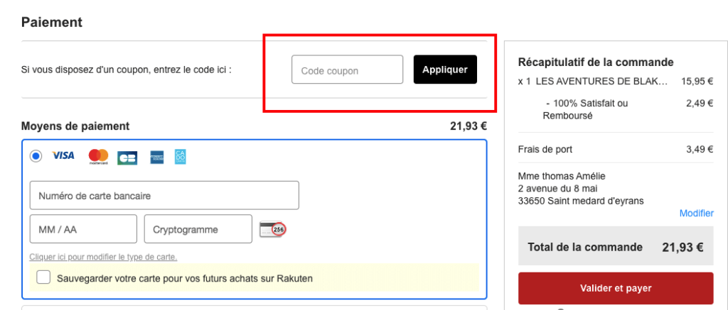 Comment mettre son code de réduction